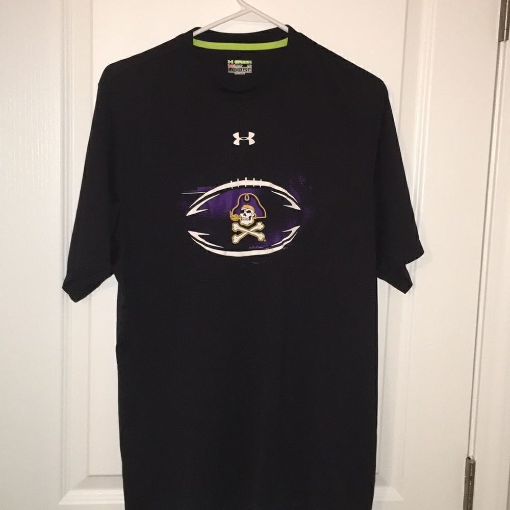 Black ECU Under Armour mens East Carolina Pirates Football Short sleeve shirt MD